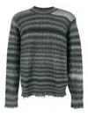 Won Hundred Fringed Striped Crew-neck Sweater In Gray