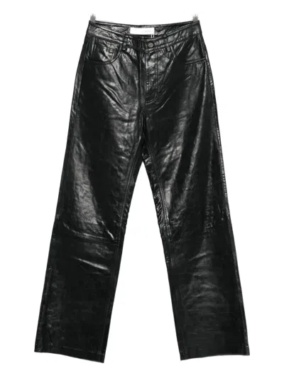 Won Hundred Genoa Leather Trousers In Black