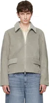 Won Hundred Gray Denzel Suede Leather Jacket In Brown