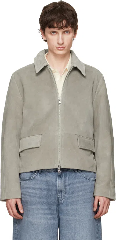 Won Hundred Gray Denzel Suede Leather Jacket In Brown