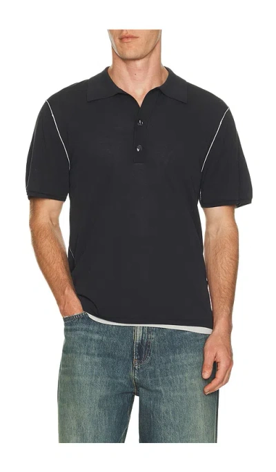 Won Hundred Jonas Two Layer Knit Polo In Black
