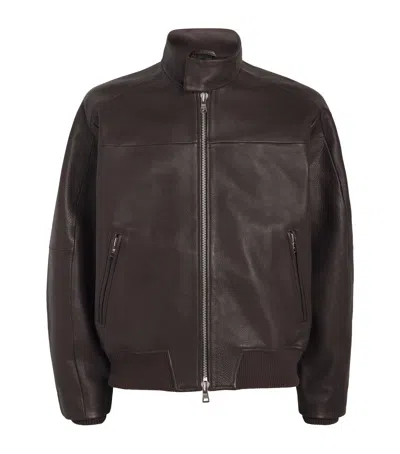 Won Hundred Leather Bomber Jacket In Brown