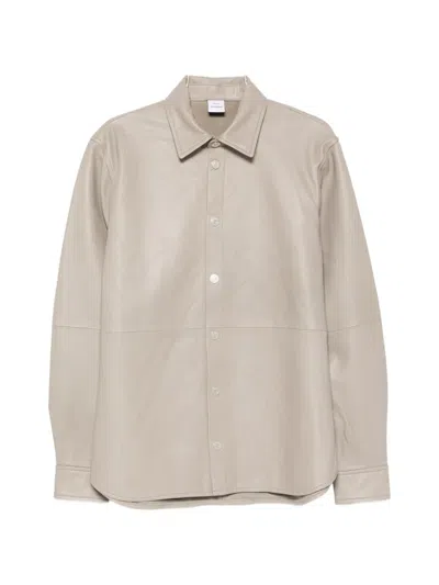Won Hundred Long-sleeve Leather Shirt In Neutral