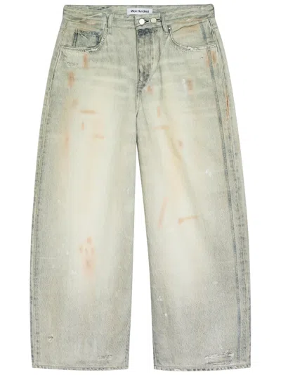 Won Hundred Lyon Painted-effect Wide-leg Denim Jeans In Blue
