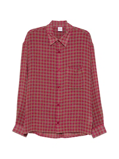 Won Hundred Mason Check-pattern Long-sleeve Shirt In 핑크