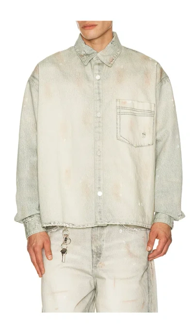 Won Hundred Maza Printed Denim Shirt In White