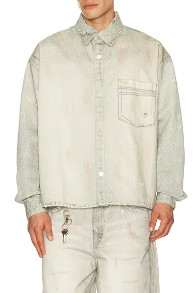 Won Hundred Blue Maza Printed Denim Shirt In Neutral