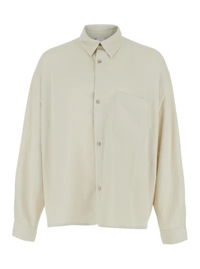 Won Hundred Men's Tech Fabric Button-down Shirt With Classic Collar And Chest Pocket In Grey