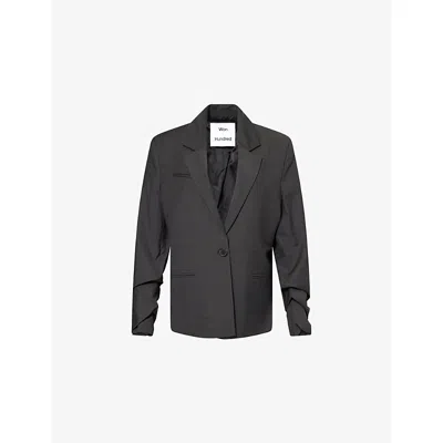 Won Hundred Mens Licorice Anina Single-breasted Wool-blend Blazer In Black