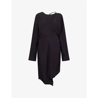 Won Hundred Mens Licorice Ebba Asymmetric Woven Midi Dress In Black