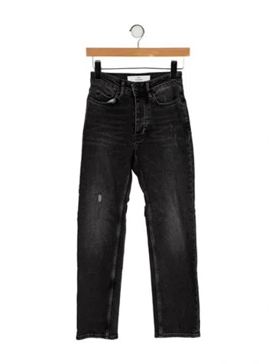 Pre-owned Won Hundred Mid-rise Straight Leg Jeans In Black