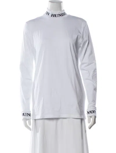 Pre-owned Won Hundred Mock Neck Long Sleeve T-shirt In White