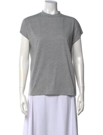 Pre-owned Won Hundred Mock Neck Short Sleeve T-shirt In Gray