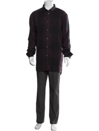 Pre-owned Won Hundred Plaid Print Long Sleeve Shirt W/ Tags In Purple