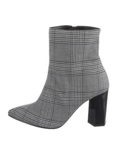 Pre-owned Won Hundred Plaid Print Sock Boots In Silver