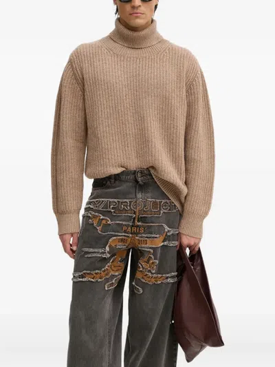 Won Hundred Roll-neck Ribbed-knit Sweater In Brown