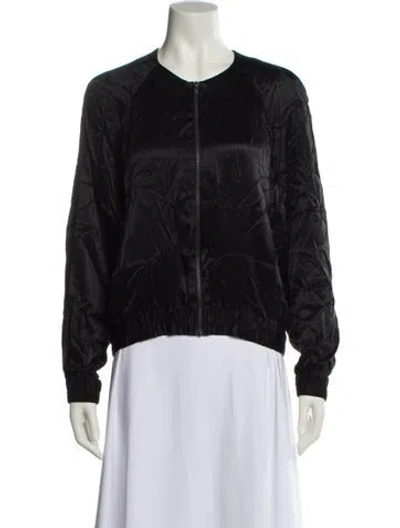 Pre-owned Won Hundred Satin Bomber Jacket In Black