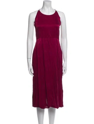 Pre-owned Won Hundred Scoop Neck Midi Length Dress In Burgundy