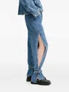 Won Hundred Side-slit Tied-cuffs Denim Jeans In Blue