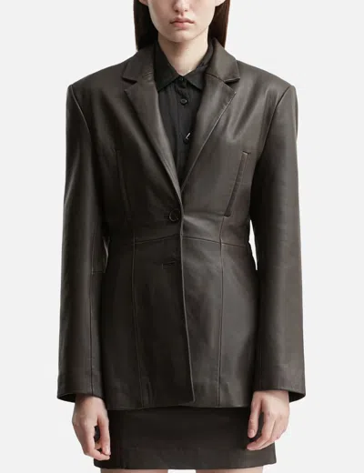 Won Hundred Silva Leather Blazer In Brown