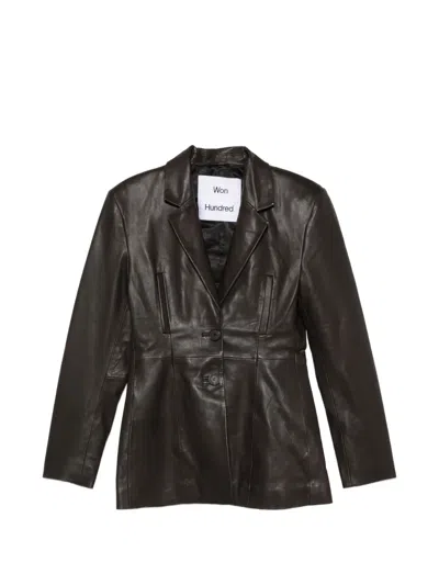 Won Hundred Silva Leather Jacket In Brown