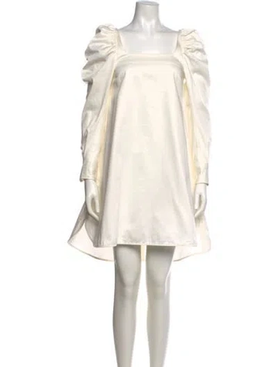 Pre-owned Won Hundred Square Neckline Mini Dress In White