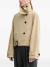 Won Hundred Stand-neck Belted Jacket In Brown