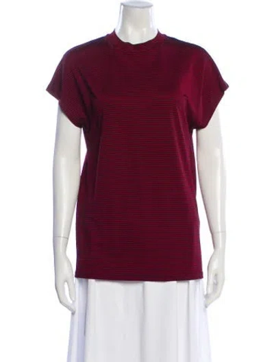 Pre-owned Won Hundred Striped Mock Neck Top In Red