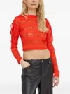 Won Hundred Tie-detail Open-knit Top In Red