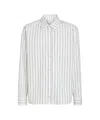 Won Hundred Vertical Stripe Long-sleeve Shirt With Chest Pocket In White