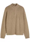 Won Hundred Viaan Half-zip Wool And Silk-blend Jumper In Brown