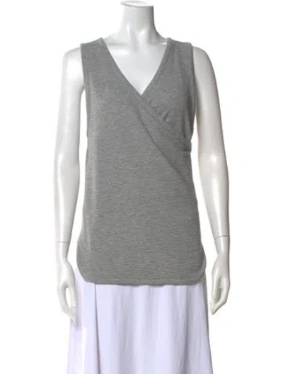 Pre-owned Won Hundred V-neck Sleeveless Top In Gray