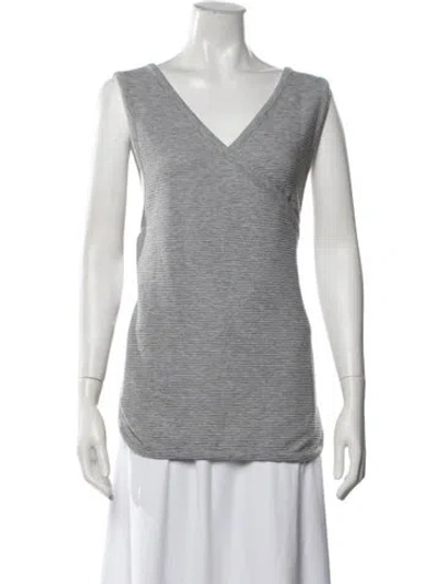 Pre-owned Won Hundred V-neck Sleeveless Top In Grey