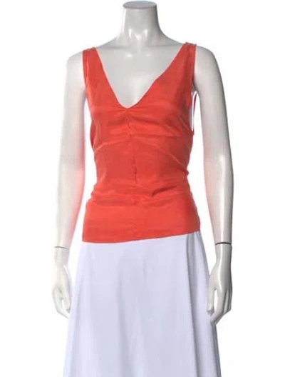 Pre-owned Won Hundred V-neck Sleeveless Top In Orange
