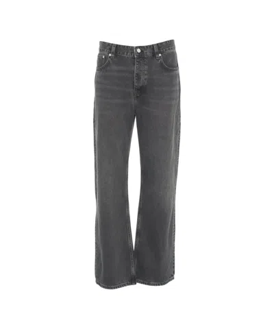 Won Hundred Washed Black Straight Leg Jeans With Five-pocket Design In Gray