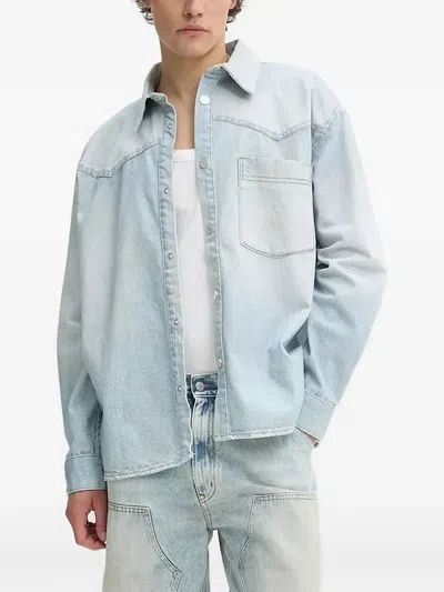 Won Hundred Zayne Western-pocket Denim Shirt In Blue