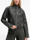 Won Hundred Zip-up Leather Jacket In Black