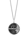 Wonder Fine Jewelry Star Wars  Diamond (1/5 Ct. T.w.) & Druzy Stone Death Star 18" Pendant Necklace I In Sterling Silver