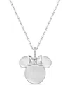WONDER FINE JEWELRY DIAMOND ACCENT MINNIE MOUSE SILHOUETTE PENDANT NECKLACE IN STERLING SILVER, 16" + 2" EXTENDER