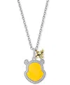 Wonder Fine Jewelry Disney  Diamond & Enamel Winnie The Pooh & Honeybee 18" Pendant Necklace (1/6 Ct. In Yellow Gol