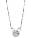 Wonder Fine Jewelry Disney  Diamond Mickey Mouse Pendant Necklace (1/8 Ct. T.w.) In Sterling Silver, In Sterling S