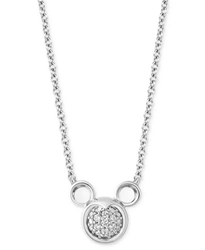 Wonder Fine Jewelry Diamond Mickey Mouse Pendant Necklace (1/8 Ct. T.w.) In Sterling Silver, 16" + 2" Extender