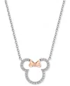 WONDER FINE JEWELRY DIAMOND MINNIE MOUSE SILHOUETTE PENDANT NECKLACE (1/5 CT. T.W.) IN STERLING SILVER & ROSE GOLD-PLATE
