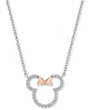 Wonder Fine Jewelry Disney  Diamond Minnie Mouse Silhouette Pendant Necklace (1/5 Ct. T.w.) In Sterli In Pink Gold