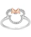Wonder Fine Jewelry Disney  Diamond Minnie Mouse Silhouette Ring (1/6 Ct. T.w.) In Sterling Silver & In Sterling Silver  Rose Gold-plate