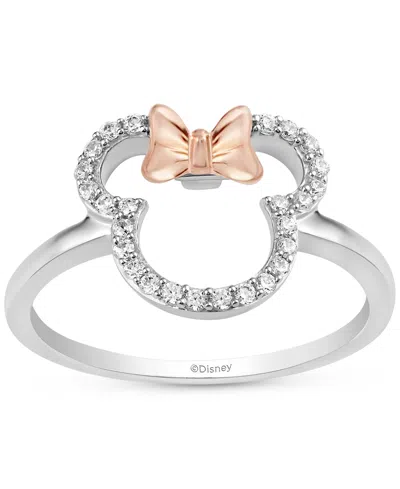 Wonder Fine Jewelry Diamond Minnie Mouse Silhouette Ring (1/6 Ct. T.w.) In Sterling Silver & Rose Gold-plate In Sterling Silver  Rose Gold-plate