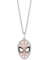 WONDER FINE JEWELRY DIAMOND SPIDERMAN MASK 18" PENDANT NECKLACE (1/6 CT. T.W.) IN STERLING SILVER & ROSE GOLD-PLATE