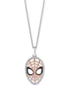 Wonder Fine Jewelry Marvel  Diamond Spiderman Mask 18" Pendant Necklace (1/6 Ct. T.w.) In Sterling Si In Sterling Silver  Rose Gold-plate