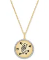 WONDER FINE JEWELRY DIAMOND WINNIE THE POOH DISC 18" PENDANT NECKLACE (1/8 CT. T .W.) IN GOLD-PLATED STERLING SILVER