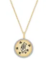 Wonder Fine Jewelry Disney  Diamond Winnie The Pooh Disc 18" Pendant Necklace (1/8 Ct. T .w.) In Gold In Gold-plated Sterling Silver